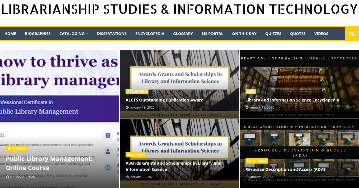 Landing Librarianship Studies & Information Technology blog